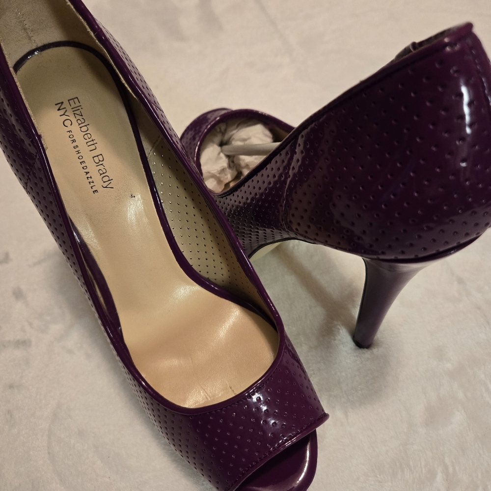 Elizabeth Brady Purple Patent Leather Heels